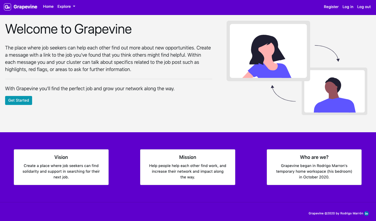 grapevine landing page