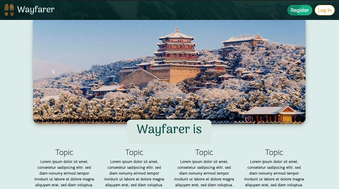 Wayfarer landing page